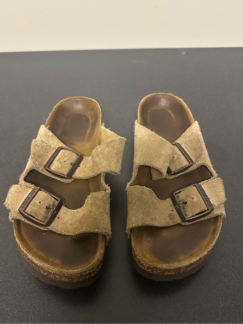 Birkenstock Suede Two-Strap Sandals in Tan - Picture 3 of 9